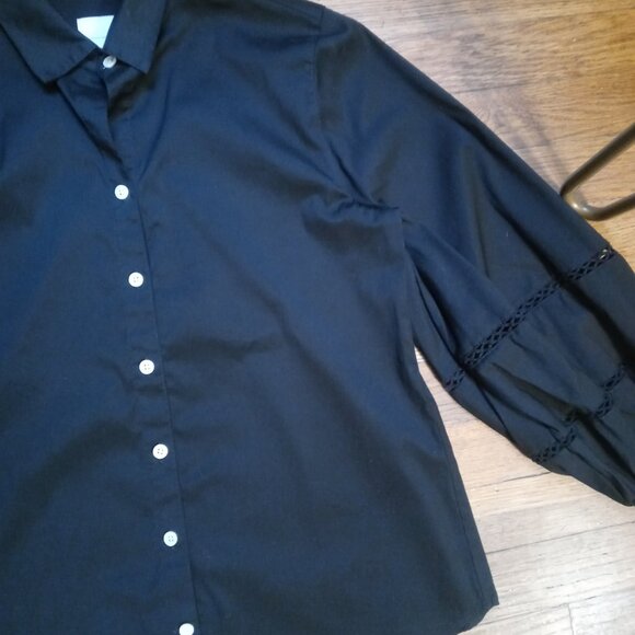 CHICO'S billow sleeve poplin shirt in black (0/US4-6) - Picture 6 of 15